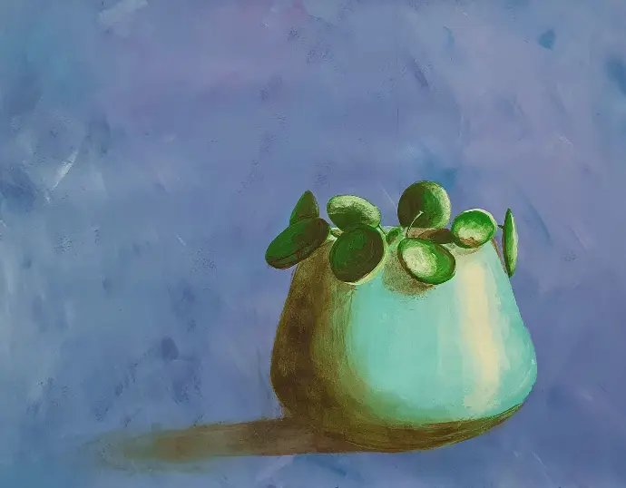 Étude peinte d'un Pilea Peperomioide